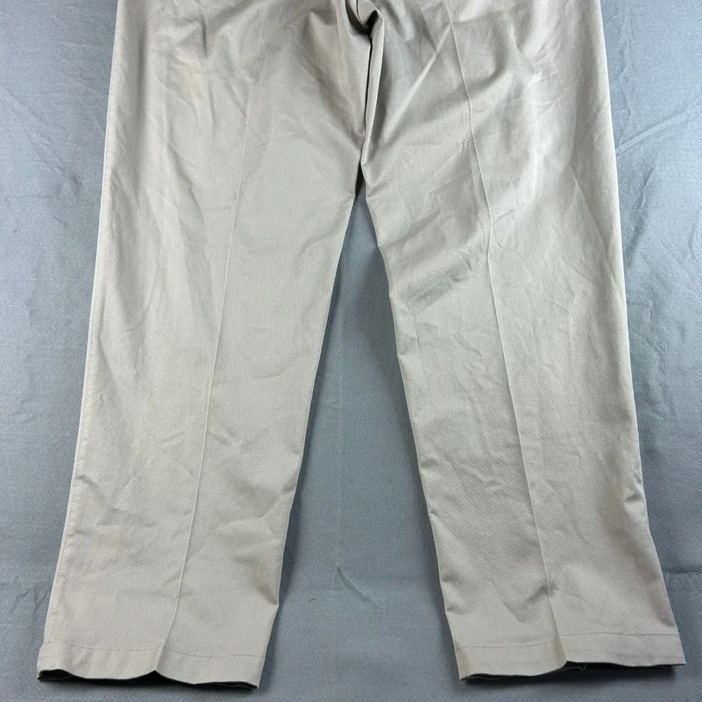 Oak Hill Premium Pant Mens 44/34 Khaki Tan Flat Front Cotton Blend Chino Trouser